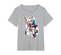 Suicide Squad Harley Quinn Bat at You T-Shirt, Femme Grandes Tailles, Gris Chiné, 3X
