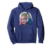 Suicide Squad Harley Quinn Head Sweat à Capuche, Unisexe pour Adultes, Bleu Marine, L