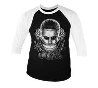Suicide Squad Officiellement sous Licence Harley Quinn - Lucky You Baseball 3/4 Manches T-Shirt (Noir-Blanc), Large