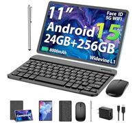 Suicoey 2026 Tablette Android 15 11 pouces avec clavier, 24 Go + 256 Go, 2 To Expand, 8000 mAh, 5 MP + 13 MP, 5G WiFi, Gemini AI, écran divisé, Widevine L1, Tablette PC 2 en 1 avec étui, souris