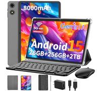Suicoey Tablette 2026 avec clavier, 26 Go + 256 Go (extension de 2 To), tablettes Android 15 10" avec Octa Core, Gemini AI, 5G WiFi, 8000 mAh, BT 5.0, tablette AI 2 en 1 avec étui, souris, stylet