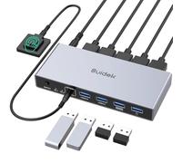 SUIDEK Displayport Commutateur KVM 2 ordinateurs 1 moniteur, 8K @ 60Hz 4K @ 144Hz USB 3.0 DP Commutateurs KVM pour deux ordinateurs partagent un écran avec 4 ports USB, contrôleur de bureau et