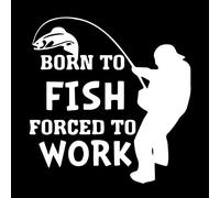 SUIFENG Autocollants 15.5 Cm X 15.5 Cm Autocollant De Voiture Né pour Pêcher Forcé De Travailler La Pêche Art Vinyle Autocollant Noir/Argent