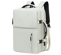 SUIKIHUM Lay Flat Sac à dos de voyage 30 l approuvé par les compagnies aériennes, convient aux ordinateurs portables de 16", USB-C et USB-A, résistant à l'eau, beige