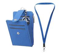 SUIKIHUM Petit portefeuille pour cartes de crédit et porte-badge d'identité, cordon tour de cou en cuir synthétique pour bureau - Emplacements pour cartes, fenêtre pour carte d'identité, poche zippée,