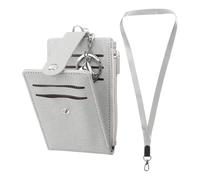 SUIKIHUM Petit portefeuille pour cartes de crédit et porte-badge d'identité, cordon tour de cou en cuir synthétique pour bureau - Emplacements pour cartes, fenêtre pour carte d'identité, poche zippée,