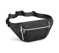 SUIKIHUM Sac banane pour homme et femme, sac banane antivol imperméable pour la course à pied, Noir , 13.78 x 6.69 x 2.56 inches, Sports