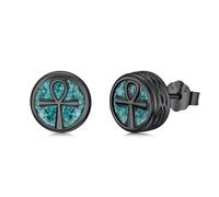 Suiknsn Boucles d'oreilles à tige en argent sterling 925 avec motif de croix/ankh/paix/viking pour homme et femme, boucles d'oreilles turquoises hypoallergéniques, bijoux celtiques, cadeaux de