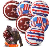 Suilung Lot de 6 balles de tennis pour chien du 4 juillet - 6,3 cm - Jour de l'indépendance - Jouets à mâcher - Drapeau des États-Unis - Balle de tennis pour chiens de petite, moyenne et grande taille