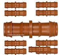 Suinga - 10 x MARRON DRIP LIÉ 16MM. Union pour tube d'égouttage diamètre 16 mm. Manche marron. Pack 10 épissures pour irrigation goutte à goutte.