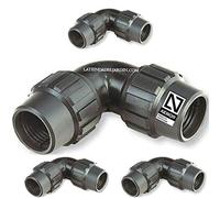Suinga 4 x Coudes identiques en polyester 20 mm. Produit certifié AENOR utilisé dans les tuyaux PE 20 mm 1/2" pour usage plomberie, irrigation et chantiers.