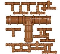 Suinga. 50 x TÉ GOUTTEUR MARRON 16MM. Raccord pour tube d'irrigation de diamètre 16 mm. Couleur marron.