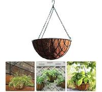 Suinga. Cache-Pot Suspendu en Coco 40 cm. Comprend Une élégante chaîne et Un Support en Vert Olive. Convient pour la décoration extérieure et intérieure.