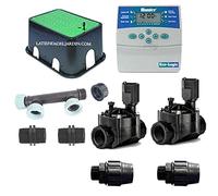 Suinga Kit d'arrosage automatique 2 zones d'irrigation pour arrosage électrique. Kit de minuterie + électrovannes + accessoires d'installation. Noir
