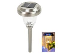 Suinga Lampe solaire rayonnante LED blanche chaude/froide avec capteur - 600 mAh, IP44, éclairage 10h - jardin, terrasse, entrée - Design élégant en verre et acier inoxydable