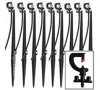 Suinga Lot de 10 Arroseur 180º montés avec microtube et Prise avec Piquet 40 cm pour arrosage agricole et Jardinage. Microasperseur 180º avec débit 73 à 125 l/h et portée 1,7 mètres