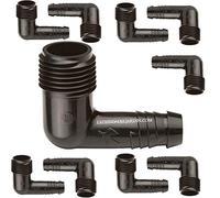Suinga Lot de 10 Coude 16 x 1/2'' avec embout caoutchouc pour tuyau flexible SPX Flex, noir
