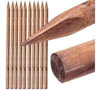 Suinga Lot de 10 Tuteur en Bois 150 cm, diamètre 4 cm, Tuteurs avec Pointe, poteaux en Bois, piquets de Fixation, piquets de Jardin, Tuteurs pour Plantes