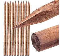 Suinga Lot de 10 Tuteur en Bois 200 cm, diamètre 6 cm, Tuteurs avec Pointe, poteaux en Bois, piquets de Fixation, piquets de Jardin, Tuteurs pour Plantes