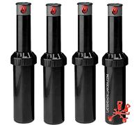 Suinga Lot de 4 Arroseur KRain Minipro 1/2'', Turbine d'arrosage. Portée 4,9 à 14 m, Angle réglable, Nero