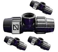 Suinga Lot de 4 Raccord de Tuyau d'eau en T en PP MDPE 25mm x 3/4'' x 25mm | Connecteur de compression PN16 pour tuyaux en polyéthylène, noir