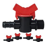 Suinga Lot de 5 clés d'arrosage 16 mm | Robinet goutte à goutte 16 mm x 1/2" | Robinet d'arrêt d'arrosage 16 mm | Valve tuyau irrigation goutte à goutte 16 mm