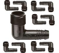 Suinga Lot de 50 Coudes 16 x 3/4'' avec embout caoutchouc pour tuyau flexible RBird SPX Flex, noir