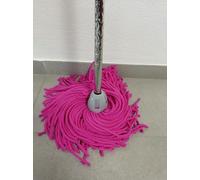 Suinga Max Pro Balai serpillère en microfibre rose + manche diamant 140 cm Filetage universel Ne rape pas les sols lisses non rugueux Grande capacité d'absorption Rose