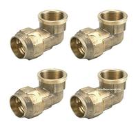 Suinga Pack 4 coudes femelles en laiton 32mm x 1'' pour tuyau en polyéthylène | Filetage femelle | Certifié Aenor | Accessoire en laiton durable, dore