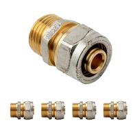 Suinga Pack de 5 raccords 3/4" mâle pour tuyau multicouche de compression 16 mm, sans nécessiter de presse, gris.