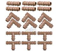 Suinga Pack irrigation goutte à goutte 16 mm : 6 te + 6 coude + 6 liens, marron