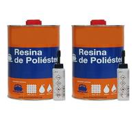 Suinga Résine de polyester 2 kg pour réparations + catalyseur peroxyde. Utile pour les réparations de voitures, piscines, réservoirs, nautiques et industriels
