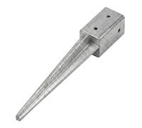 Suinga Support de poteau en bois 7 x 7 x 65 cm | Piquet en acier galvanisé carré | Clouer ancrages base poteau pour enterrer