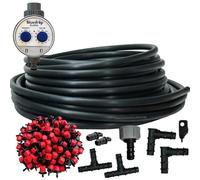 Suinga Système d'irrigation goutte à goutte pour jardin 50 mètres. Comprend un tuyau de 16 mm + 50 goutteurs + programmateur d'arrosage + accessoires d'installation