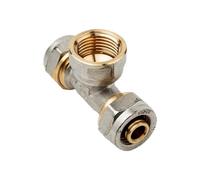 Suinga Té 1/2" femelle pour tube multicouche de compression 20 mm, pas besoin de machine à presser, gris.