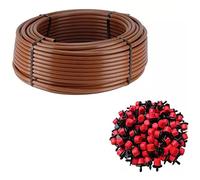 Suinga Tuyau goutte à goutte | 100 m | Couleur marron - Tuyau d'arrosage en polyéthylène basse densité 16 mm de diamètre + 100 goutteurs d'arrosage réglables 0 à 70 litres/heure