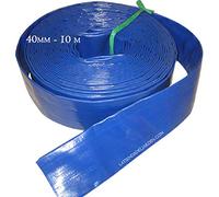 Suinga - Tuyau plat 40 mm 10 mètres pour décharge d'eau, polyester PVC bleu caoutchouc Layflat d'incendies et piscines