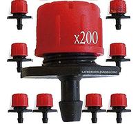 Suinga x 200 GOUTTEUR RÉGLABLE 0 à 70 l/h. Utilisé dans les jardins et l'agriculture. Pression de 0,5 à 3 bars. Goutteur d'irrigation réglable pour jardin, pelouse, pots…