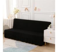 SUIOKPO Housse De Canapé sans Accoudoir Housse De Canape Clic Clac Extensible Imperméable avec Jupe à Volants Universel Antidérapant Housse Protection pour Chien Chat Enfant,Noir,L