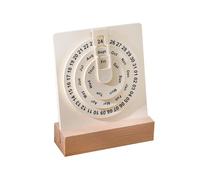 SUIOPPYUW Calendrier de bureau circulaire en bois, rotatif à main, 2024. Idéal pour conserver les dates année après année sans avoir à en racheter un.