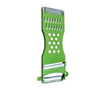 SUIOPPYUW Éplucheur de fruits et légumes multifonction 6 en 1 combinant une trancheuse à légumes, une julienne de pommes terre et râpe, Vert, 1 pièce