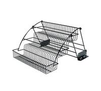 SUIOPPYUW Étagère à trois niveaux, intégrée, extractible et rabattable à ressort. Design, robuste et durable, facile utiliser. Pour la cuisine et, Noir, Tiroir trois niveaux