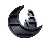 SUIOPPYUW Étagère murale flottante en pierre rustique, facile à installer dans une pièce moderne, idéale comme décoration originale. Présentoir pour petites plantes délicates. , Noir , Chaton Lune