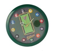 SUIOPPYUW Horloge Murale en Forme de Boule de Billard, décoration Murale pour Salle Billard, Snooker, Bar, Noir, Vert, 29.5 cm