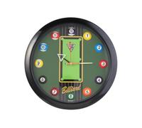 SUIOPPYUW Horloge Murale en Forme de Boule de Billard, décoration Murale pour Salle Billard, Snooker, Bar, Noir, Noir, 29.5 cm