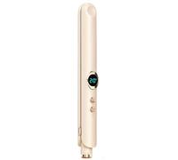 SUIOPPYUW Mini fer à lisser en céramique avec pince sans fil 4 000 mAh, technologie double usage pour lisser et boucler, beige, chargement sans fil