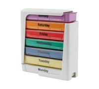 SUIOPPYUW Pilulier avec Affichage visuel Pratique à 7 Couleurs pour se Souvenir de la Prise de Chaque médicament et du Moment la Prise. Boîte Rangement pour 4 pilules.