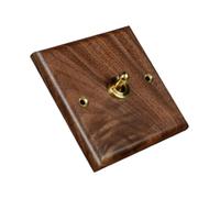 SUIOPPYUW Plaque d'interrupteur en Bois de Style rétro avec Levier en Laiton : Un atout esthétique pour Votre Salon, Bureau, hôtel, café, Restaurant Cuisine, Levier Unique, 86x86mm