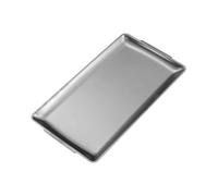 SUIOPPYUW Plateau de service fonctionnel pour buffet, repas et dîner, assiette rectangulaire en acier inoxydable avec poignées, idéale pour barbecue et four, Argent, 36 x 20 cm