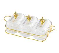 SUIOPPYUW Plateau de service pour apéritifs, assiette de fruits secs, pour salon, salle à manger, vacances, 3 grilles, orange, Clair, 3 Grille